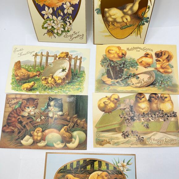 Vintage 1997 B Shackman Easter Tear Off Post Cards Reproductions Antique No.7599 - Picture 3 of 6